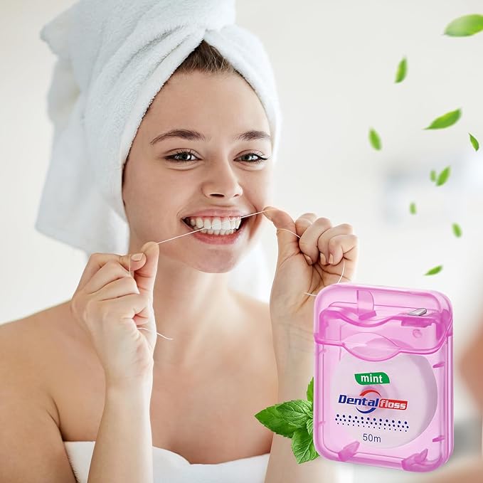 Geiserailie 72 Pack Dental Floss Bulk Mint Flavored 50m Each Travel Dental Floss Waxed Oral Care for Teeth and Gum Protection(Multicolor)