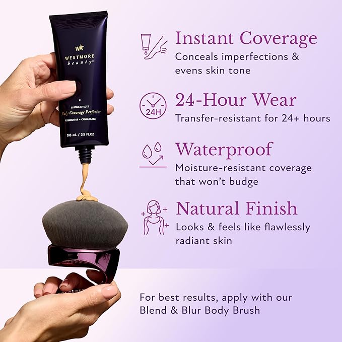 Westmore Beauty Body Coverage Perfector – Waterproof Leg & Body Makeup - Tattoo Cover Up Makeup - 7 Oz (Light Radiance)