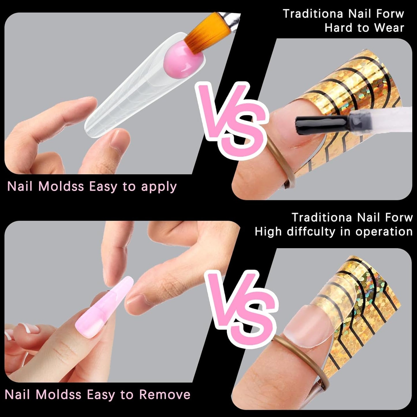 120 Pcs Dual Nail Forms 12 Sizes Half Matte Extension Poly Nail Gel Full Cover Nail Molds With Scale Builder Coffin Nail for Gel Manicure Nail Art Design Salon DIY at Home