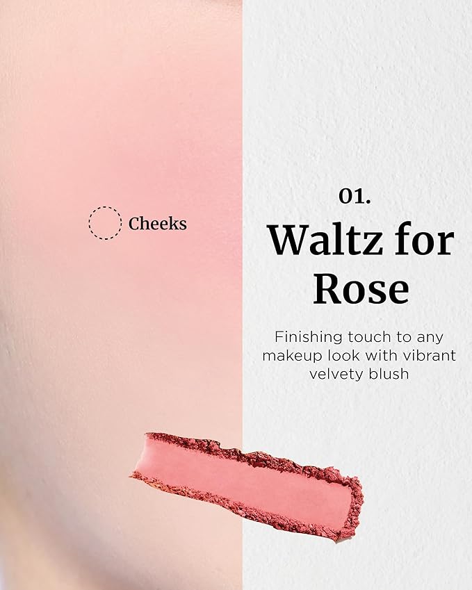 VDL Cheekstain Pastel Blush for Cheeks (Waltz for Rose, 0.2oz)- Lightweight, Velvet Powder Formula - Seamless, Long-Lasting, Natural-Looking Glow | Korean Makeup