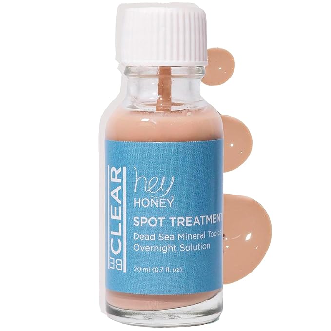 Hey Honey Skincare Be Clear - Acne Spot Treatment Overnight, Pimple Drying Lotion, Use Over Zits Whitehead & Blemishes 1 OZ