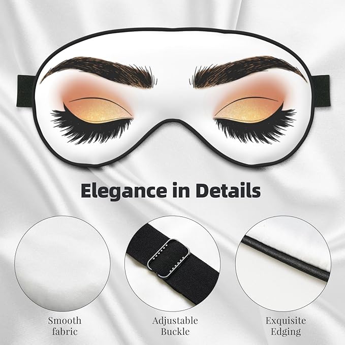 Sleep Eye Mask Yellow Glitter Eyeshadow Sleep Mask for Women Men Comfortable Eye Mask with Adjustable Strap Soft Eye Cover Blindfold for Travel Yoga Nap Shift Work