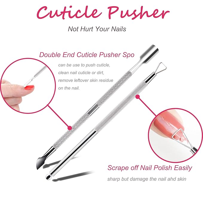 Gel Nail Polish Remover Tools Kit, with 10 Pcs Nail Clips, 400 Pcs Lint Free Nail Wipes, Nail Files 100/180, Buffer Block 400/4000, Nail Brush, Cuticle Pusher, Cuticle Peeler (Pink)