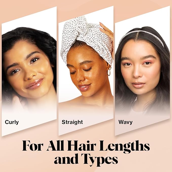 Kitsch Microfiber Hair Towel Wrap for Women - Microfiber Towel, Super Absorbent, Quick Dry, Anti-Frizz - for Long and Short Hairs, Turbans for Women, Wet and Curly Hair Wrap - Micro Dot