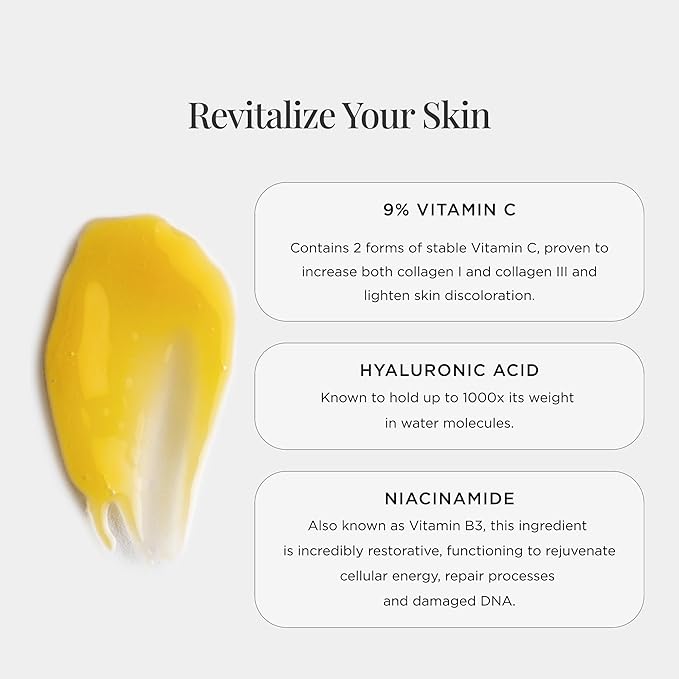 JSHealth Vitamin C Serum for Face - Brightening Hyaluronic Acid Serum - Anti Aging Vitamin C Face Serum - Hydrating Facial Serum with Niacinamide
