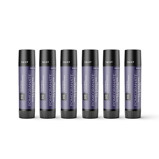 Natural Inspirations Ultra Hydrating SPF 30 Lip Butter 6 Piece Set - Pomegranate