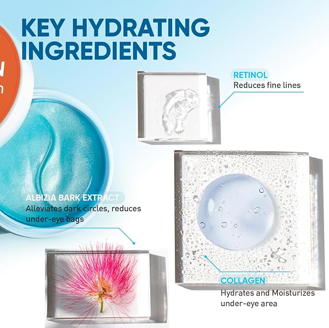 Under Eye Patches for Anti-Aging: 30 Pairs Retinol Collagen Gel Eye Pads - Reduces Wrinkles, Dark Circles, Eye Bags & Puffiness, Fine Lines Smoothing Treatment & Hydrating Eye Mask for Women