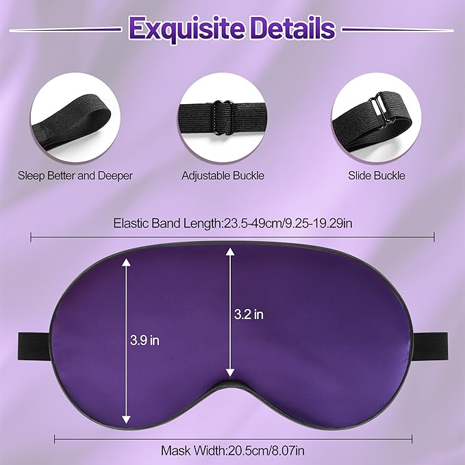 Sleep Mask, Silk Eye Mask for Sleeping with Adjustable Strap, Blindfold Eyeshade for Men & Women, Comfortable & Soft Eye Cover Eyeshade for Night Sleep (Dark Purple)
