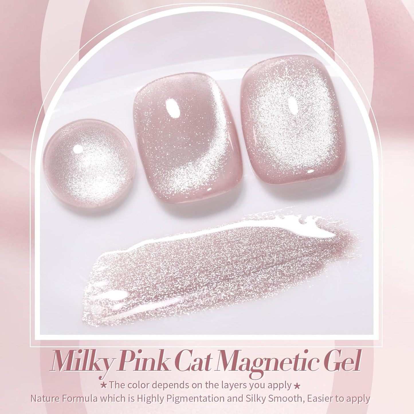Born Pretty Cat Magnetic Eye Gel Nail Polish, Translucent Milky Pink Cat Magnetic Gel, Jelly Glitter Off Nail Art Salon Manicure Home Gift 15ml
