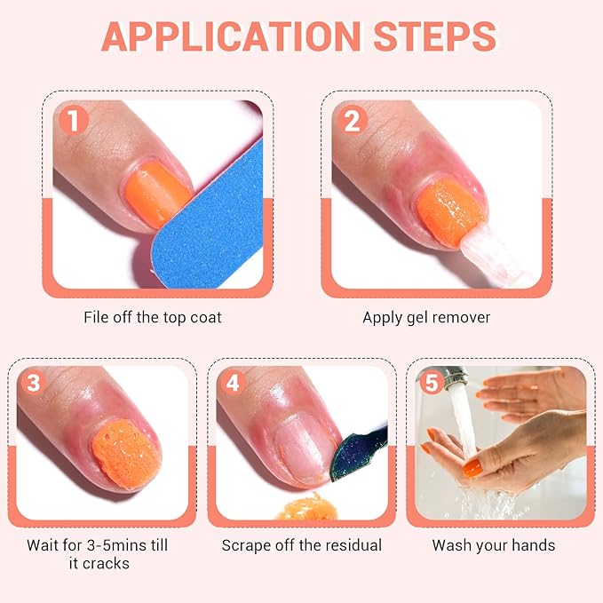 Gel Nail Polish Remover, 2 Pack × 15ml acetone-free Formula Remove Gel Polish for Nails, Quick & Easy Remove in 3-5 Minutes, NO Need Soaking or Foil Wrapping for Nails
