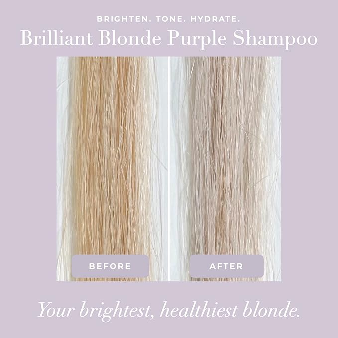 Goldie Locks Brilliant Blonde Purple Shampoo for Blonde, Lightened, Grey Hair & Extensions, Brightens, Tones, Eliminates Brass, Sulfate-Free, Nourishing, Moisturizing, Color Safe, 8.45 Fl Oz Bottle