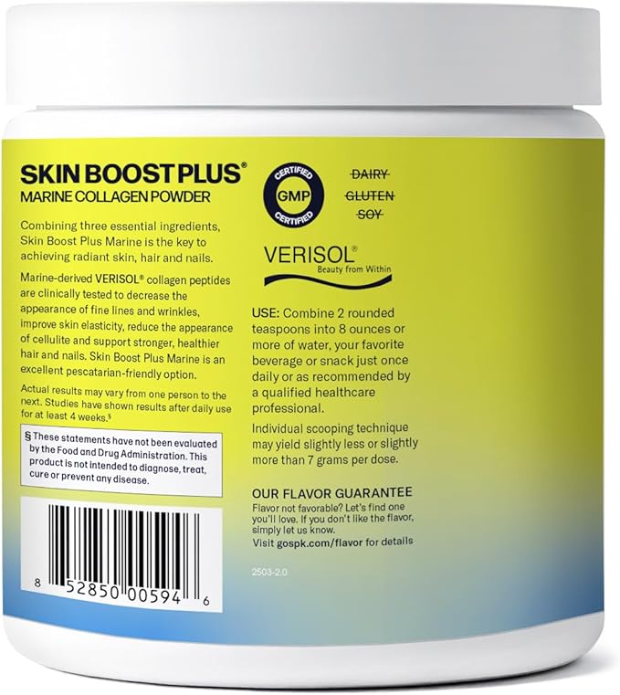 Sparkle Wellness Marine-derived VERISOL Bioactive Hydrolyzed Collagen Peptides | Collagen Powder Supplement with Vitamin C & Hyaluronic Acid | Marine Skin Boost Plus (Vanilla) [30-Serves]