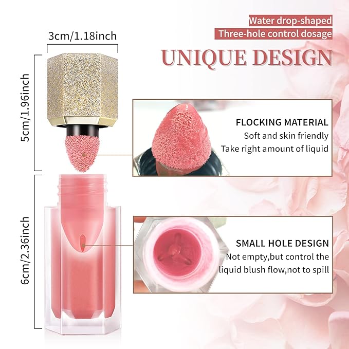 Soft Cream Blush, Liquid Blush for Natural Dewy Blush Makeup, Lightweight Blush for Cheeks, Long-Wearing Smudge Proof Liquid Blush Makeup, Cream Liquid Cream Blush Makeup - Foggy Pink