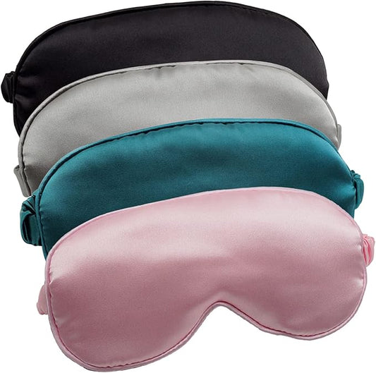 Sleep Mask 4 Pack Silk Eye Cover Soft Satin Blindfold Elastic Strap Night Eyeshade Travel Nap for Women Men
