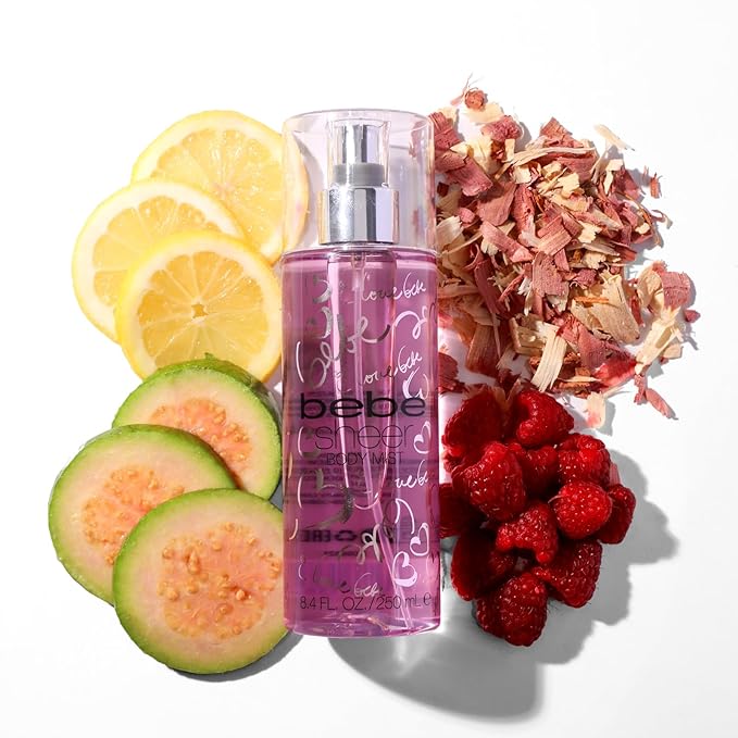 Bebe Sheer Body Mist - Body Spray for Women - Sensual and Flirtatious Womens Fragrance with Citrus Cocktail, Pink Peony and Sandalwood Notes - 8.4 oz