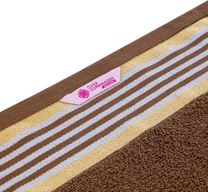CASA COPENHAGEN He & She 4 Pieces Large Bath Towel Set- Brown + Beige, 550 GSM, Designed in Denmark Made of Soft Egyptian Cotton for Bathroom, Kitchen & Shower
