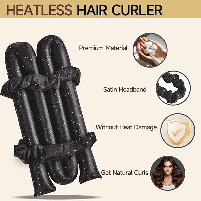 Satin Heatless Curling Set - Hair Rollers for Curls Heatless Hair Curlers & Hot Rollers Hair Curlers to Sleep in Curling Rod Headband Curler (Dreamy Starry Sky)