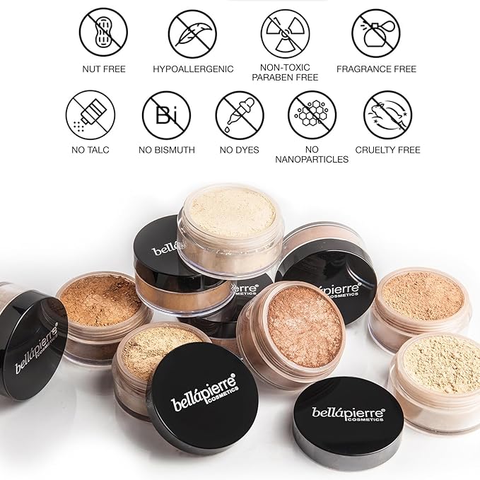 bellapierre Mineral Foundation SPF 15 - Loose Powder Foundation | Vegan & Cruelty Free Natural Makeup | Full Coverage Matte Finish | Hypoallergenic | Oil & Talc Free - 0.32 Oz - Mocha
