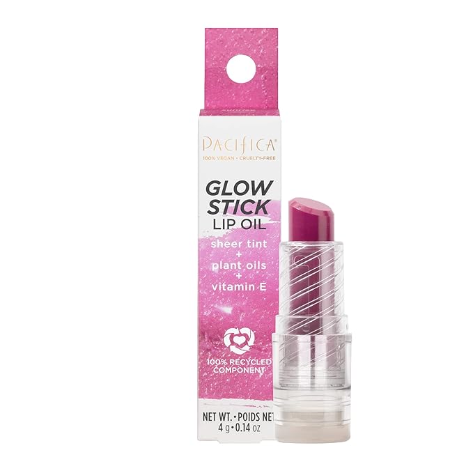 Pacifica Beauty Glow Stick Lip Oil, Sheer Hint of Color, Lip Tint, Moisturize, Nourish, Hydrating, Glossy, Vitamin E, Tinted Lip Balm, Soft Lips, Vegan, Sunrise, 0.14 oz (1 Count)