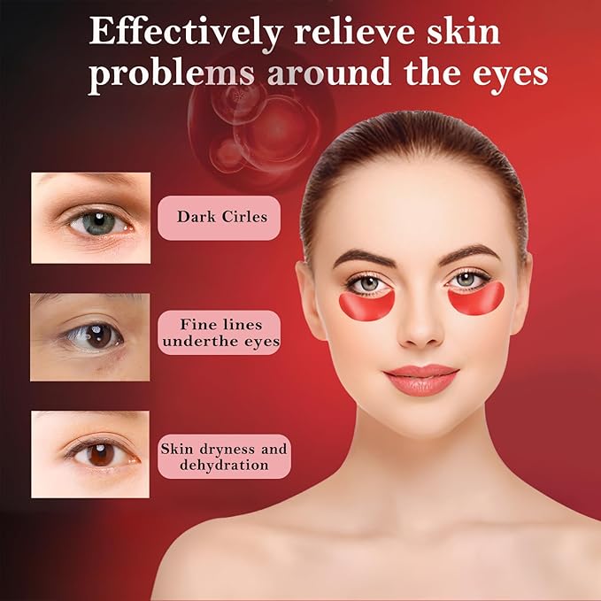 Under Eye Mask - 60 PCS Pomegranate Under Eye Patches for Puffy Eyes, Dark Circles, Eye Bag, Fine Lines and Wrinkles, Reduce Puffiness and Brightening Eye Patch, Eye Gel Pads, Eye Jelly Mask