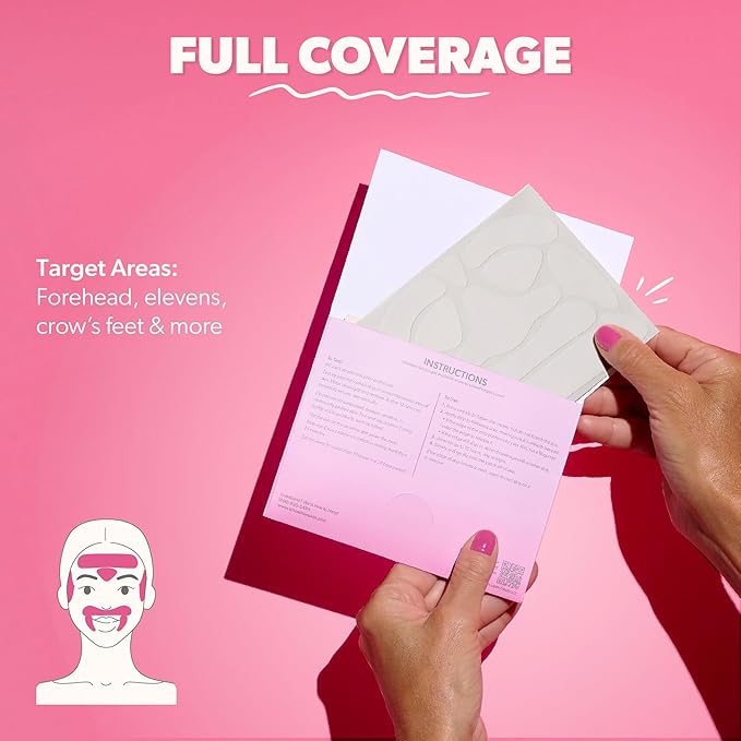 Smoothies Full Coverage Wrinkle Patches for Face Overnight - Facial Patches for Forehead, Elevens, Crows Feet and more, 192 Facial Adhesives per Box - Face Tape, Made in the USA