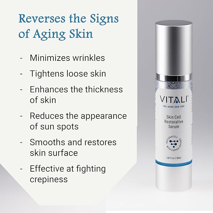 Vitali 2% GHK-Cu Copper Peptide Serum – Lightweight Hydrating Serum for Smoother, Radiant-Looking Skin – 1.69 fl oz