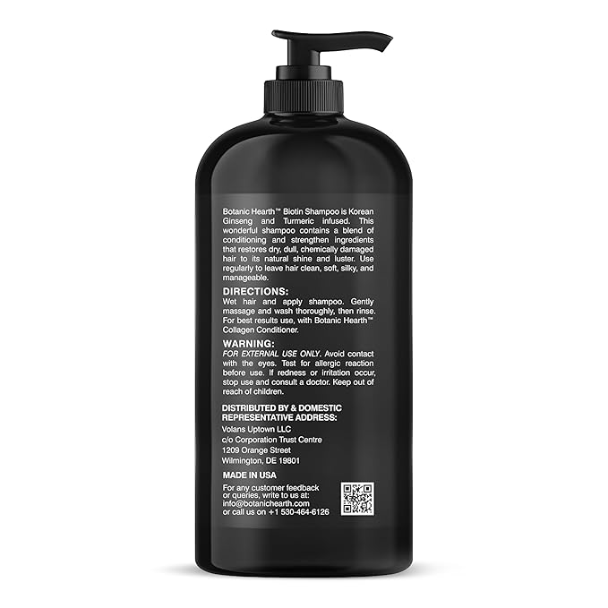 Botanic Hearth Biotin Shampoo | Infused With Korean Ginseng & Turmeric For Stronger, Thicker | Looking Hair | Sulfate & Paraben Free | 16 Fl. Oz