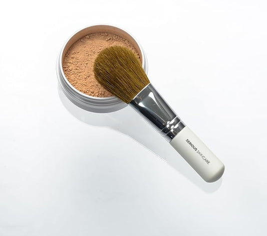 Serious Skincare BELLA ROSE PRO-MINERALS Loose Mineral Powder Makeup Foundation SPF 15 with Goat Hair Application Brush – Sheer to Full Coverage – Luminous Matte Finish – Men and Women - 0.50 oz - Tan