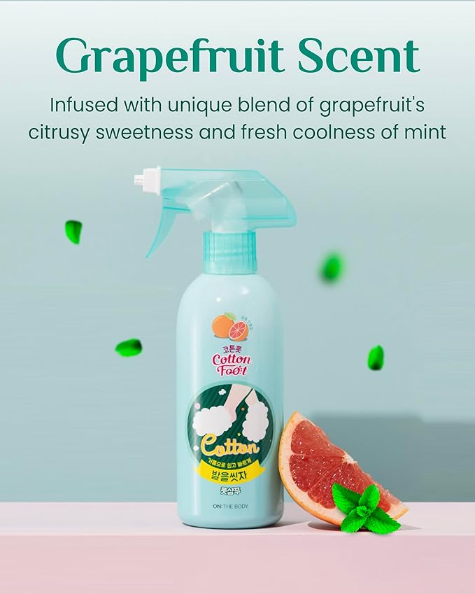 Cotton Foot - Foot Shampoo Soap (Grapefruit, 13fl oz) - Refreshing Cleanse Spray, Deodorizing Foot Care Wash. Foaming Wash, Easy to Use