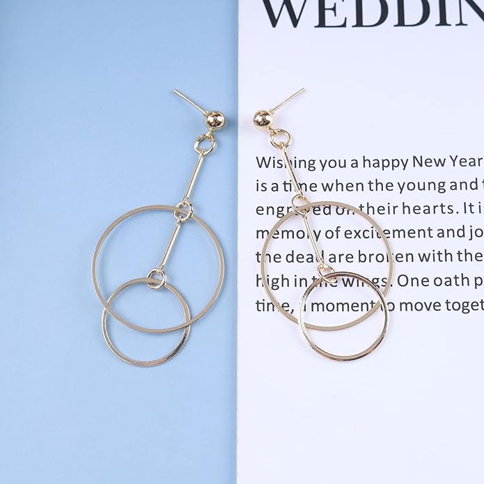 Vintage Hollow Circle Dangle Earrings Exaggerated Circle Drop Earrings Large Circle Hoop Earrings Gold Bar Earrings Jewelry for Women