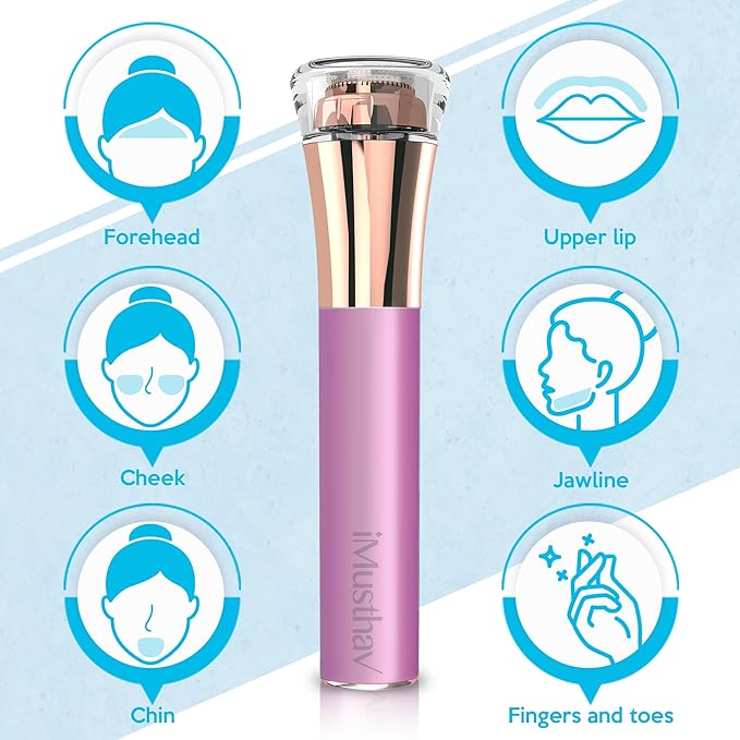 Facial Hair Remover for Women Painless Flawless Electric Razor Epilator Trimmer Shaver with 18K Gold-Plated, 16mm Dual Ring Floating Head, USB Rechargeable, 360° LED for Face Lip Hair Removal