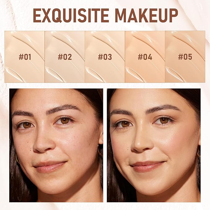 2PCS Long-Lasting Concealer Foundation Stick, Full Coverage Foundation Stick, 2-in-1 Contouring foundation with Brush, Cover Blemishes for All Skin Types (05#Dark Wheat)