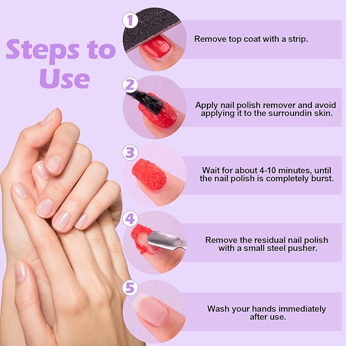 Gel Nail Polish Remover, 3 Pack Professional Powerful Remove Gel Nail Polish Within 3-6 Minutes, Quickly & Easily Remove Gel Polish No Need for Foil, Soaking or Wrapping