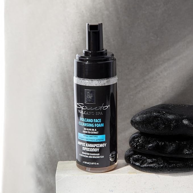 Volcano Face Foam Cleanser 150ml – Foaming Face Cleanser for Deep Cleansing & Hydrating with Olive Oil & Botanical Extracts – Face Wash Foam Removes Makeup, Dirt & Excess Oil