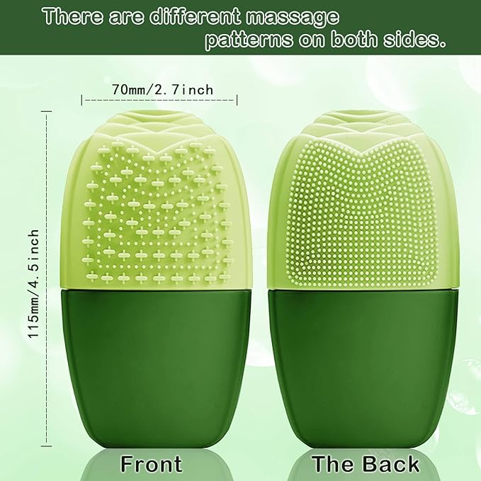 XHJRI Ice Face Roller Massager,Ice Cube Roller for Face, Eyes and Neck Naturally Conditioning and Skin Care,De-Puff Eye Bags,Reduce Migraine Pain,Reusable Massage Silicone Ice Mold (New Green)