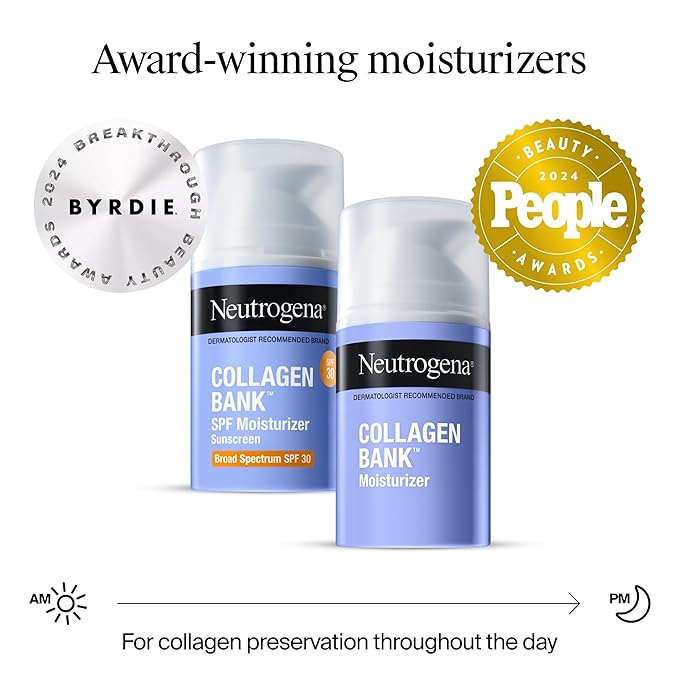 Neutrogena Collagen Bank Face Moisturizer, Daily Anti-Aging Face & Neck Firming Collagen Cream, Bakuchiol & Micro-Peptides Face Lotion, Support Skin’s Natural Collagen for Visibly Plump Skin, 2 fl. oz