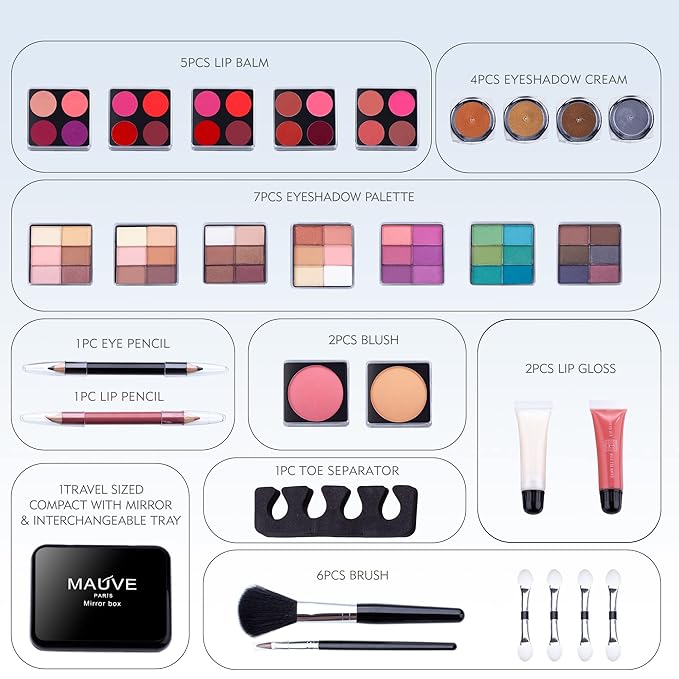 Makeup Kit for Girls and kids 8-12 Carry All Makeup Train Case with Pro Makeup for Teens Women Full Starter Cosmetics Set (SILVER)
