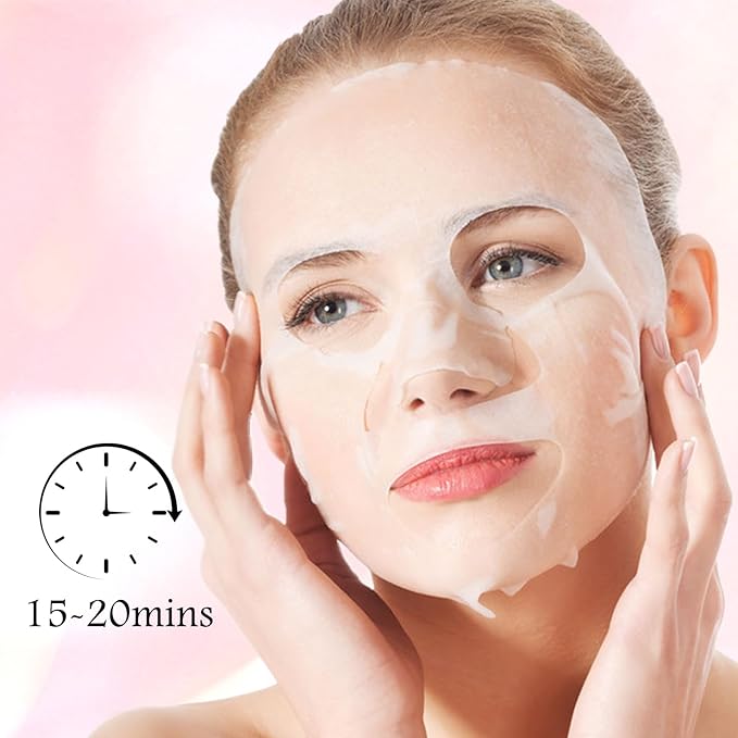 Facial Masks Skincare for Women,Pink Rose Moisturize Face Mask Sheet for Girl,Hydrating Face Mask for All Skin Types,Dry Skin & Sensitive Skin(8-Packs)