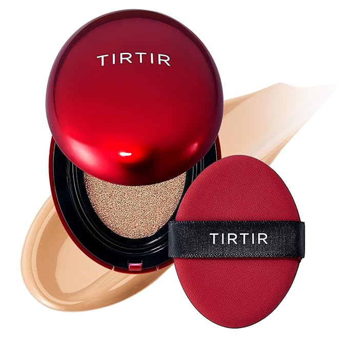 TIRTIR Mask Fit Red Cushion Foundation | Full coverage, Weightless, Skin fit, Satin Glow Finish, Korean Makeup, beauty, Tattoo cover up, Buildable (#27C Cool Beige, 0.63 Fl Oz)