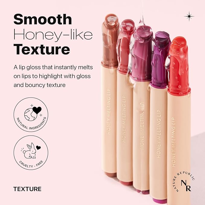 Nature Republic HONEY MELTING LIP 6-10 (07 LYCHEE) K-BEAUTY, Lip Plumper, Tint, Balm, Korean, Lip GlossCute, Glow