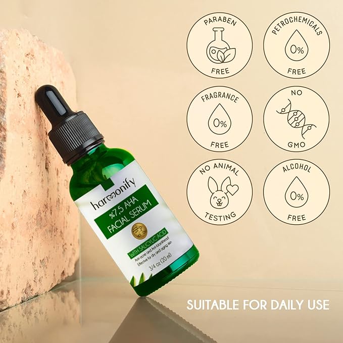 Pure Vitamin C Facial Serum with Salicylic Acid and Glycolic Acid, Anti-Wrinkle, Anti-Acne and Anti-Blackhead, Dark Spot Correcting, 7,5% AHA, Sebum Balance, ¾ oz