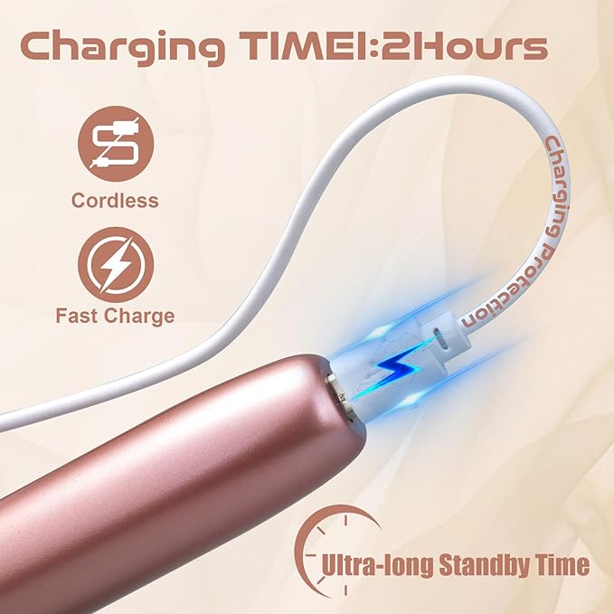 Electric Nail File ,Professional Nail Drill for Acrylic Gel Dip Powder Nails Portable Nail Machine Kit Manicure Pedicure Tools Polishing Set with Nail Drill Bits Sanding Bands (Rose Gold)