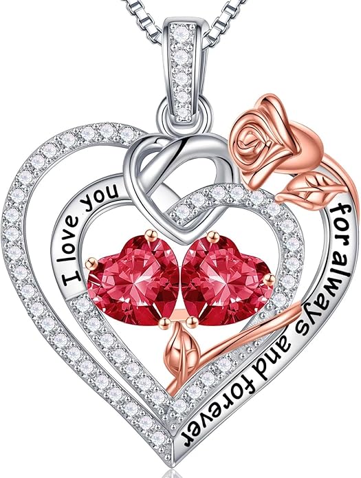 Iefil Christmas Gifts for Wife Women - 925 Sterling Silver Double Birthstone Necklace, Anniversary Birthday Gifts for Women, Jewelry Gift for Wife Girlfriend Mom Her