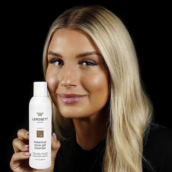 LEROSETT Botanical Acne Cleanser, Foaming Gel Face Wash for Acne Prone, Vegan, Blackheads & Oily Skin 50% Calming Aloe, 2% Salicylic Acid, All Skin Types. Vegan - 6.7oz 60-Day
