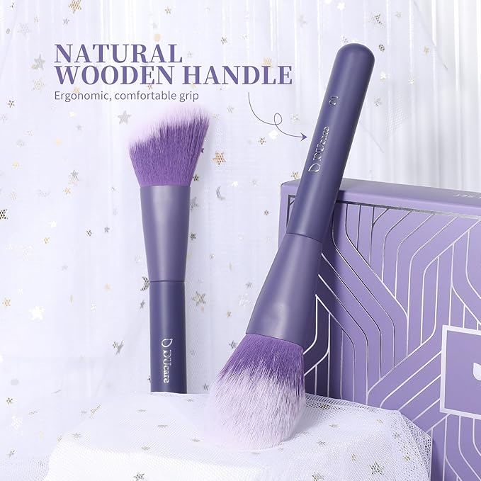 DUcare Makeup Brushes Set Professional 20pcs Vegan Make Up Brushes, Foundation Eyeshadow Concealer Contour Powder Blush Blending Eyeliner Brush with Silicone Face Mask Brush Purple