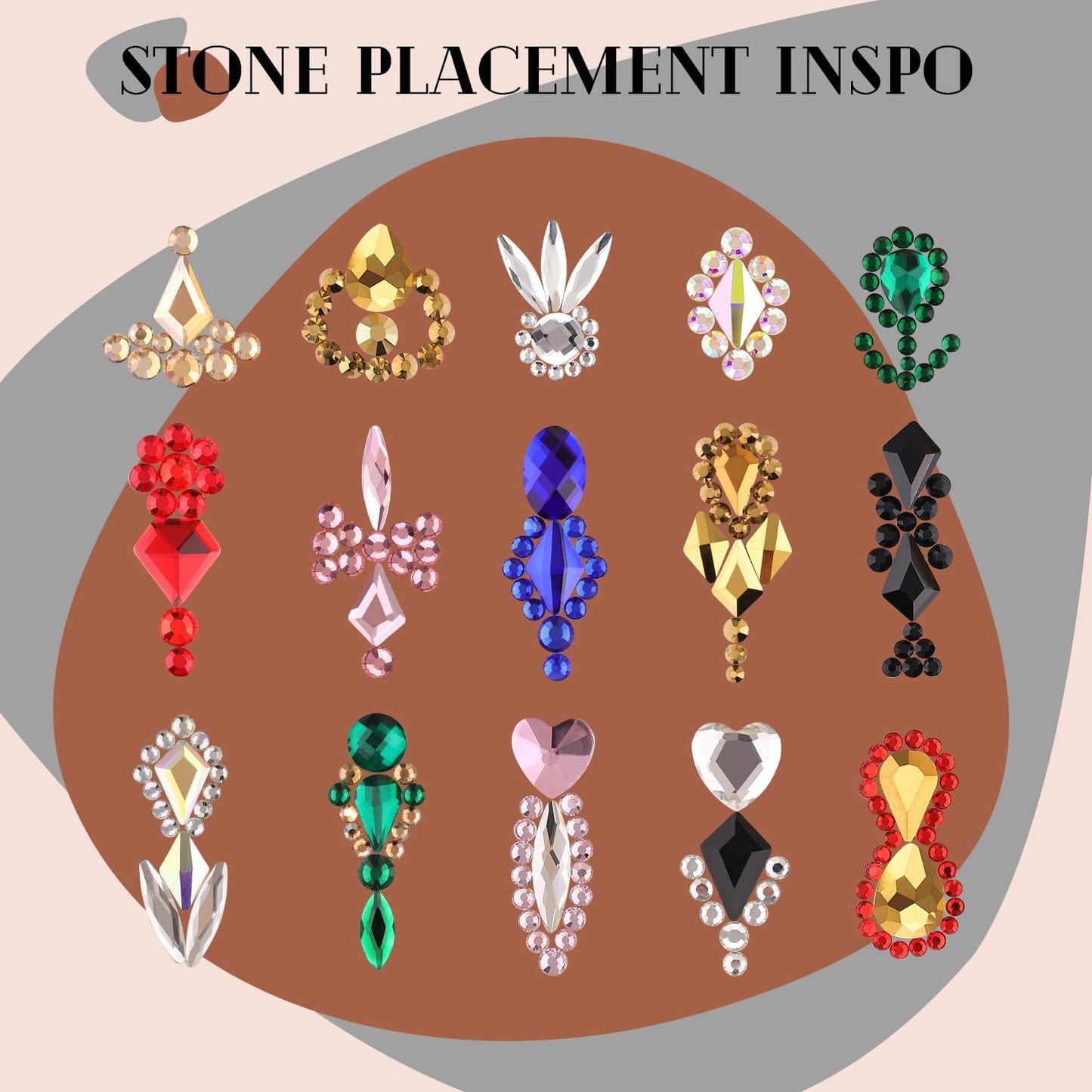 2060Pcs Black Glass Nail Rhinestones 60Pcs Multi Shapes Flatback Nail Gems + 2000Pcs 1.5-4mm Round Crystal with Rhinestones Glue Gel, Manicure Nail Charms Diamond Gemstones for Nail Art