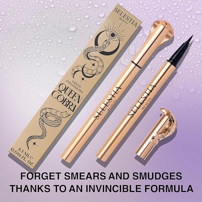 Black Liquid Eyeliner Pencil Queen Cobra – Long-Lasting – Quick-Drying, No Flaking – Thin Applicator & Intense Color – 0.016 fl.oz