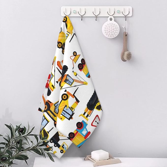 Cartoon Truck Bathroom Towels Absorbent Compact Beach Towel Soft Fingertip Towels for Shower Swim Pool Beach Spa Gym Yoga Travel 27.5x16 in