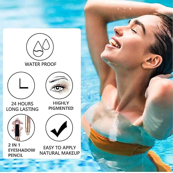 Purple Eyeshadow Stick And Sponge Makeup Brush Cream Shimmer Smooth Shadow Pencil Eyeliner Long Lasting Waterproof Eye Shadow Highlighter Stick Hypoallergenic Multi-Dimensional Eyes Look ( # 08)