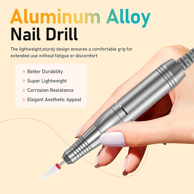 Portable Nail Drill Electric File: 35000RPM Professional Rechargeable Nail E File Machine,for Acrylic Nails Gel Polishing Removing, Cordless Efile with Bits Kit for Manicure Salon Home (Black)